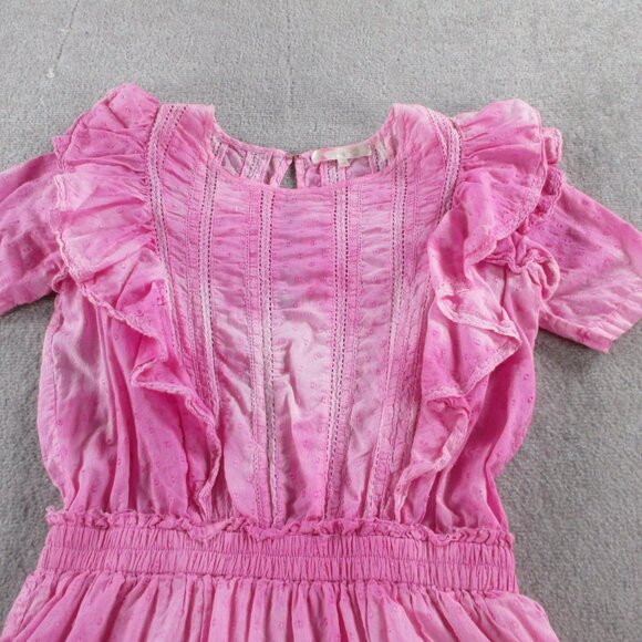EUC LoveShackFancy Mini Dress Womens Medium Bordeaux Pink Hand Dye - Picture 3 of 11